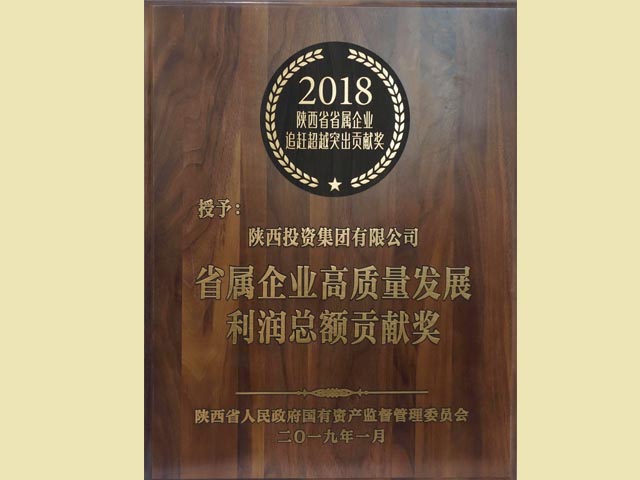 2018年省屬企業高質量發展利潤總額貢獻獎